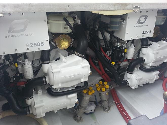 The Sunrunner 37 was repowered with twin Hyundai SeasAll S250 diesel engines. © Freddy Foote